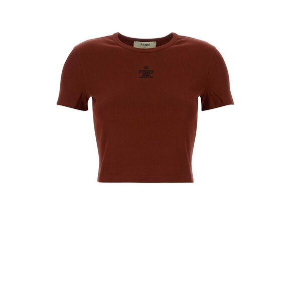 Fendi Women Brick Stretch Cotton T-Shirt